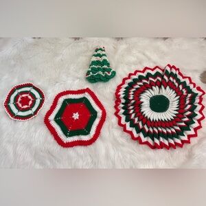 Handmade Christmas Holiday Two Table, Plant ‘Tree Skirt’ & Christmas Tree Decor